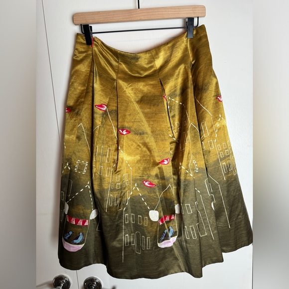 Anthropologie Maeve Feathered Village Box Pleat Skirt, size 8 - Picture 3 of 6